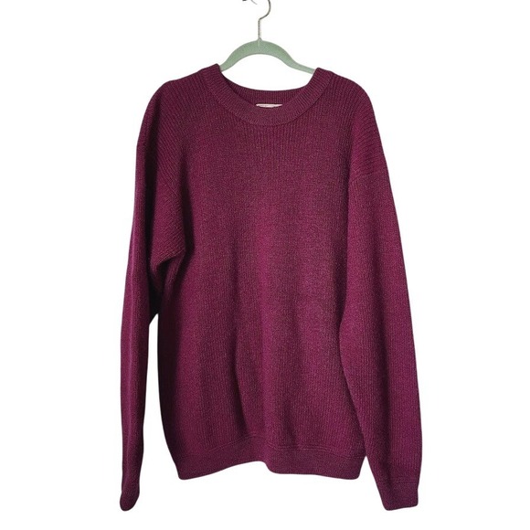 L.L. BEAN VTG 100% Wool Crewneck Sweater Burgundy USA Made heritage XL - Picture 2 of 7